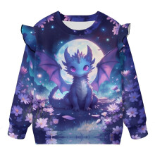 Girls Ruffle Sweatshirts 7Y 8Y Round Neck Purple Dragon Pullover Sweater Tops Toddler Oversized Sweatshirt Long Sleeve T Shirts Fall Spring Clothing
