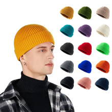Bărbați și femei, pălării scurte de pescar, tricotate, rezistente la frig, culoare solidă, toamnă și iarnă, Beanie Cap pentru exterior