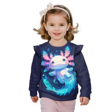 Girls Sweatshirt Ruffle Long Sleeve Cute Salamander Pullover Sweater Tops Oversized Shirts Sweatshirt Soft and Lightweight Pullover Hoodies Size 4-5