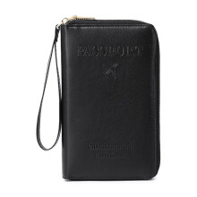 Multi-Functional RFID Passport Wallet for Men & Women – Anti-Theft, Slim Leather ID/Card Organizer w/ Cash & Ticket Slots (Brown)