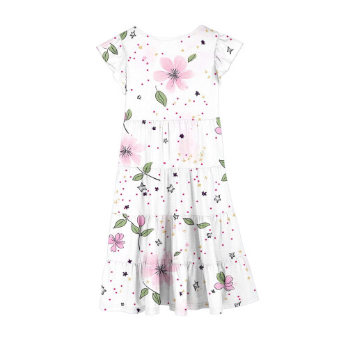 Mädchenkleid mit Blumenmuster und Volantärmeln 1
