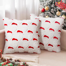 Fodere per cuscini natalizie jacquard con ricamo 3D, 45x45 cm (18x18 pollici)