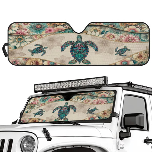 Foldable Turtle Mandala Sun Shade for Jeep Wrangler 1