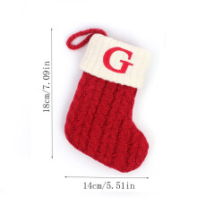 Christmas Stocking with Initial 'G', 7" Embroidered Knitted Xmas Stocking for Fireplace, Party & Family Decor – Compatible with Standard Hooks