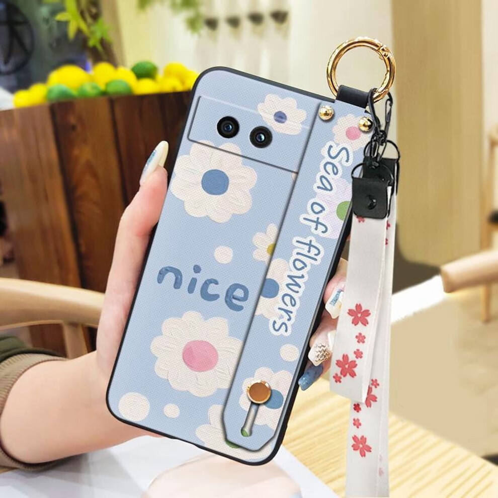Google Pixel 8A Phone Case Â Kickstand, Silicone, Flower Design, Anti-Dust, Waterproof, Shockproof, Wristband & Lanyard Compatible 9027700161399