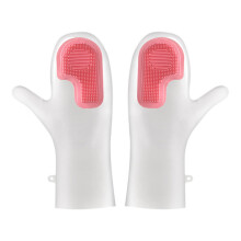 Silicone Dishwashing Gloves, Kitchen Gloves for Washing Dishes, Reusable Waterproof Dishwashing with Cleaning Brush