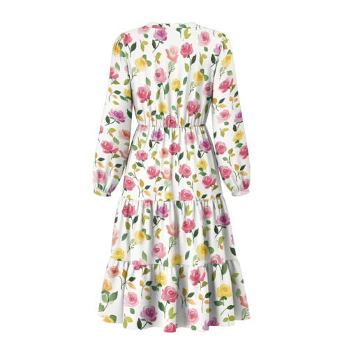 Abito midi da donna con volant e scollo a V, taglia S 2