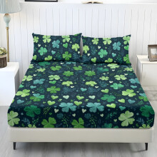Ensemble de draps pour lit simple Clover Love Heart, rafraîchissant et facile d'entretien, 3 pièces