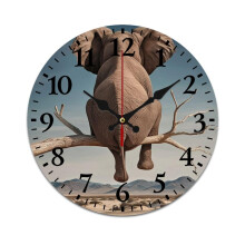 Elephant-Themed Retro Mute Wall Clock, Battery-Powered, Compatible with Home, Living Room, Kitchen & Office Decor