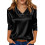 Blusa feminina de cor lisa com decote drapeado e mangas 3/4. 1
