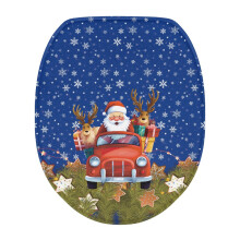 Kryt na toaletní sedátko Santa Claus se sněhovými vločkami a jeleny1