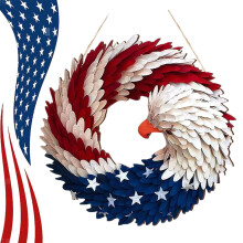 250th Anniversary Eagle Wreath – 30cm Acrylic Pendant, Red White Blue Fabric Design for Front Door, Porch, Wall – Indoor/Outdoor Decor, Compatible
