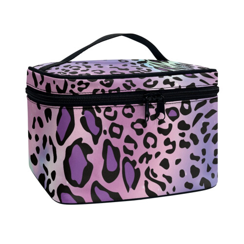 Leopardprint makeupbørstetaske med stor kapacitet 1