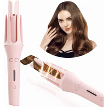 Automatic Rotating Curling Iron, 4 Temp Settings, Dual Voltage, Fast Heat, Compatible with All Hair Lengths (Pink)