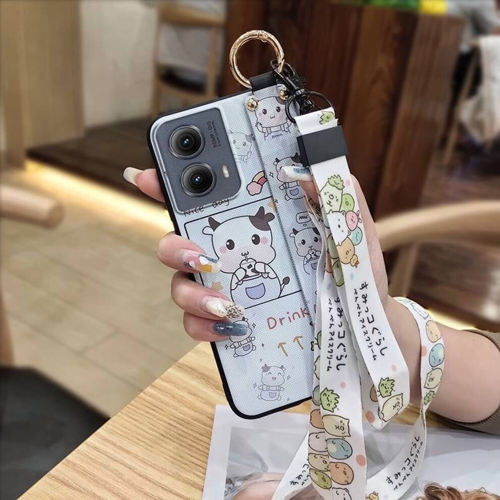 Moto Edge 5G 2024 Phone Case With Wrist Strap, Waterproof, Anti-Knock, Kickstand, Dirt-Resistant, Silicone Cartoon Design 9027700165793