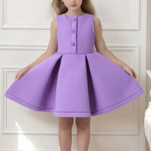 Girls Summer Dress Sleeveless Round Neck Ruffle Hem Casual and Comfortable