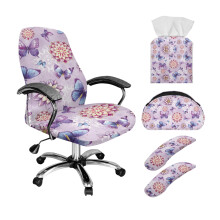 Ensemble de housses de chaise de bureau à imprimé papillon bohème mandala 5 pièces