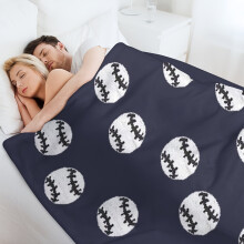 Cozy Reversible Baseball Blanket, 50"x60", 280gsm, Lightweight Adult Bedding – Black, Digitally Printed Facecloth