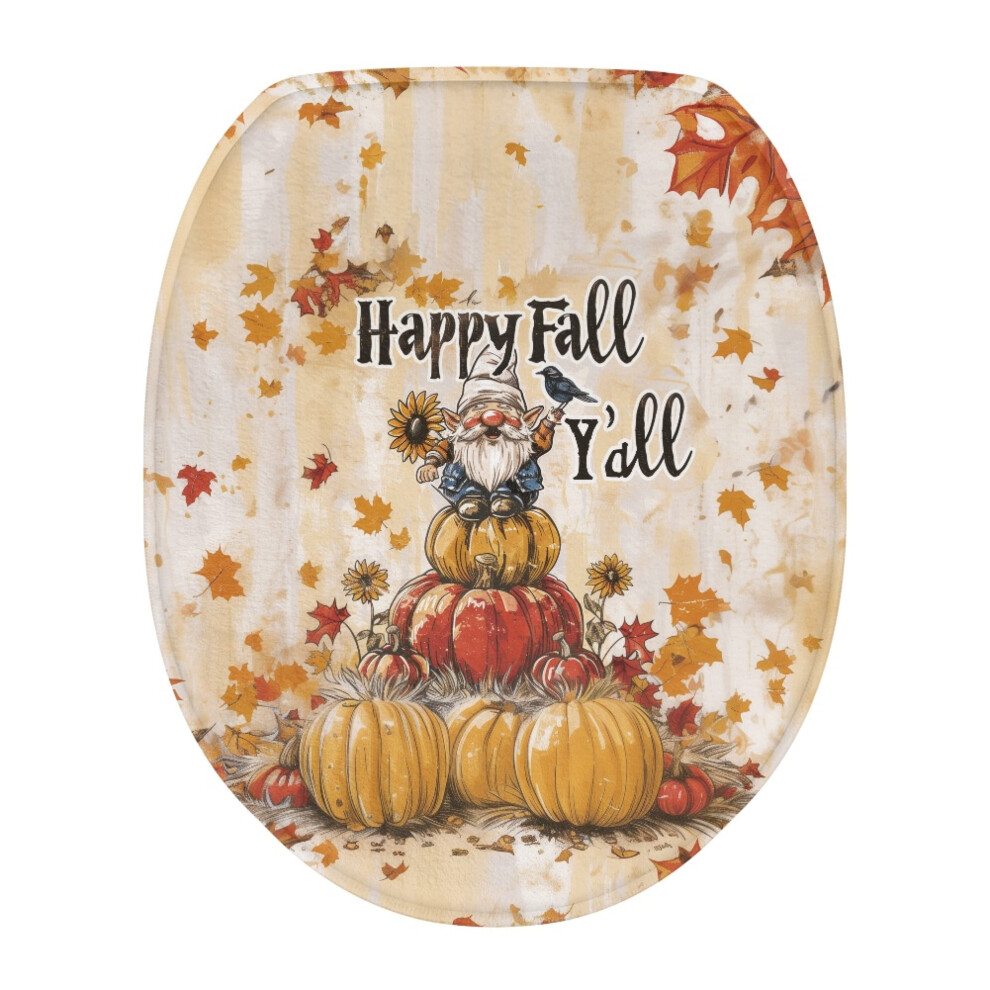 Pumpkin & Maple Leaves Toilet Lid Cover Â Autumn Thanksgiving Decor, Compatible With Oblong Seats 9422877010165
