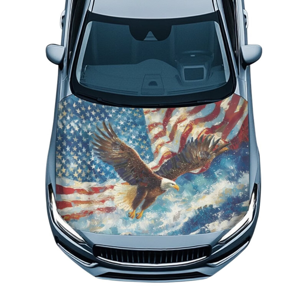 American Flag Bald Eagle Car Hood Cover Â Waterproof, Compatible With Most Sedans, Trucks, Pickups & Sports Cars 9422877528141