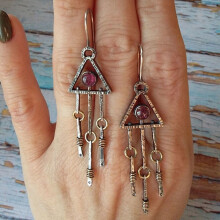 Retro New Unique Design Style Dangle Drop Earrings for Women Ethnic Bohemian Vintage Jewelry (Red)