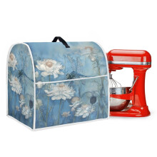 Mixer Cover for 6-8 Qt Stand Mixers – Dustproof, Floral Dragonfly Design, Top Handle & Front Pockets, Compatible with 6-8 Quart Stand Mixer