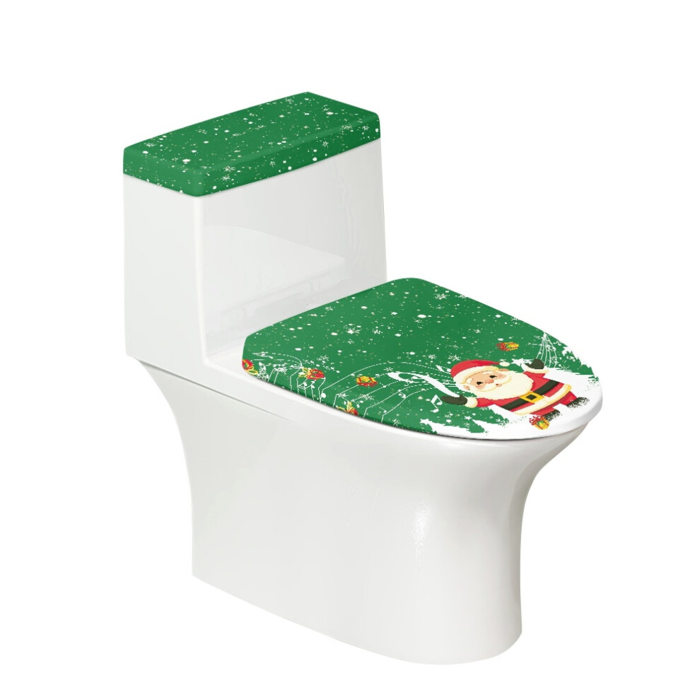 Xmas Santa Claus Toilet Seat & Tank Cover Set Â Oval, Machine Washable, Soft, 2-Piece Set 9422877009954