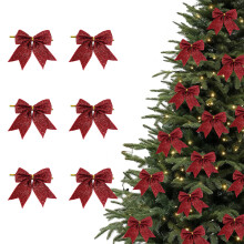 Mini-Weihnachtsschleifen aus rotem Satin, 9,9 x 8,9 cm, 6 Stück
