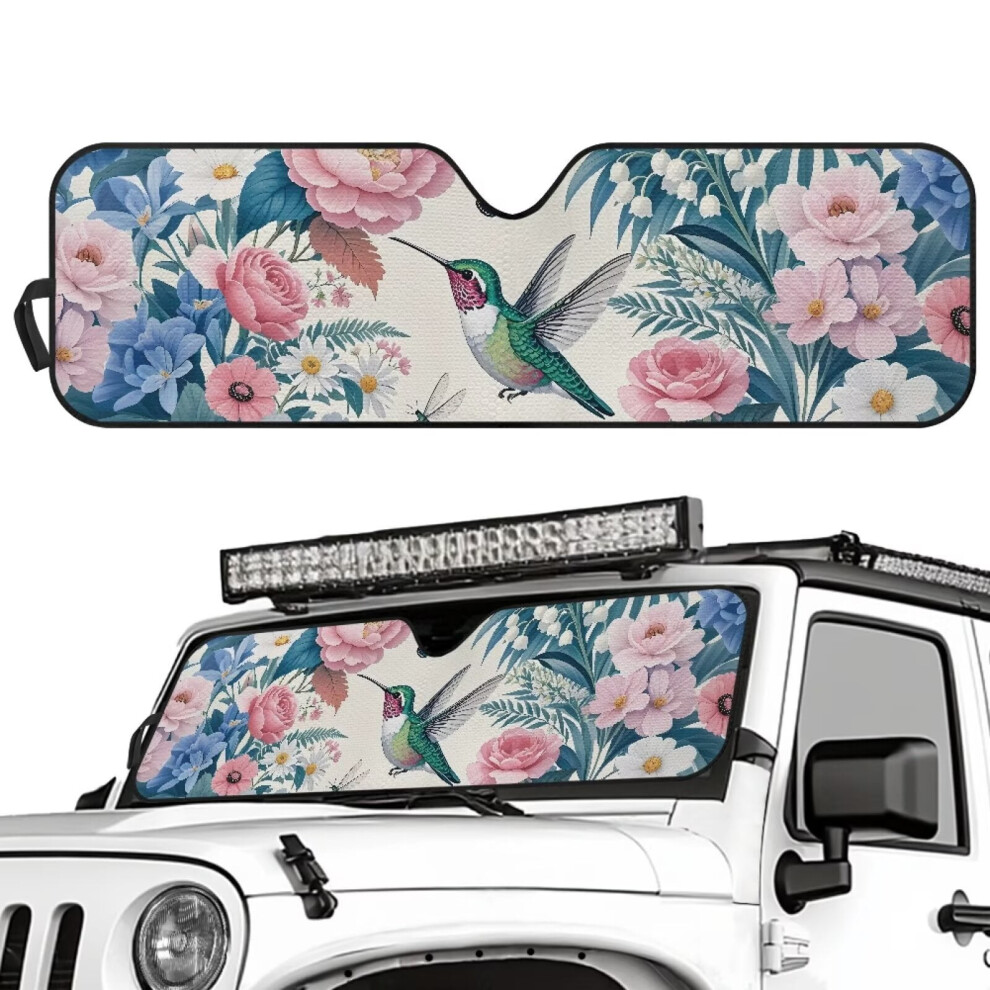 Floral Hummingbird Windshield Sun Shade For Jeep Wrangler 9085618595910