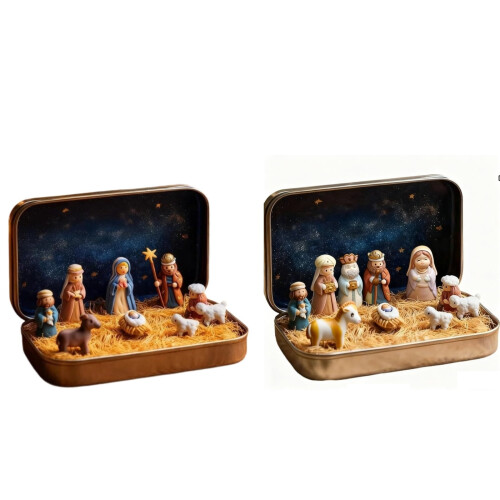 Mini Religious Easter Nativity Set 2 pcs in Tin Box