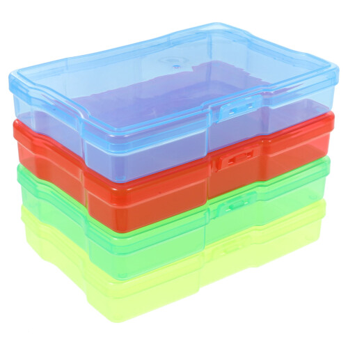4Pcs Transparent Cards Storage Boxes Plastic Photo Storage Boxes Clear Plastic Cases