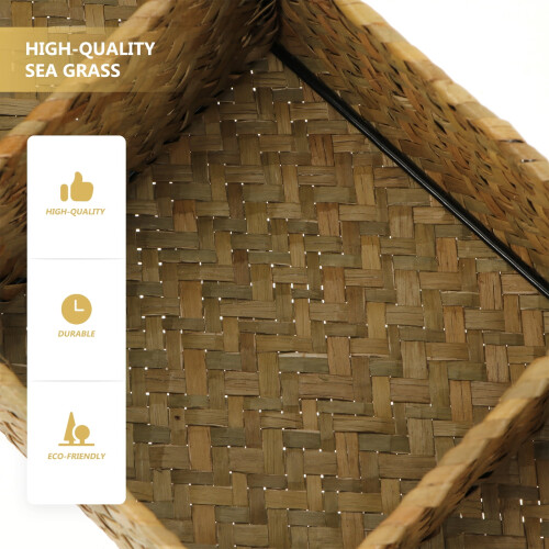 FOMIYES Seagrass Storage Basket 3 Compartment Wicker Bin for Organizing 1