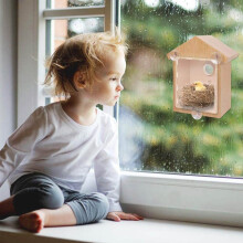 Clear Window Birdhouse with Paint Kit – See-Through, Suction Cup & Loop Mount, Kids' Nature Observation Gift