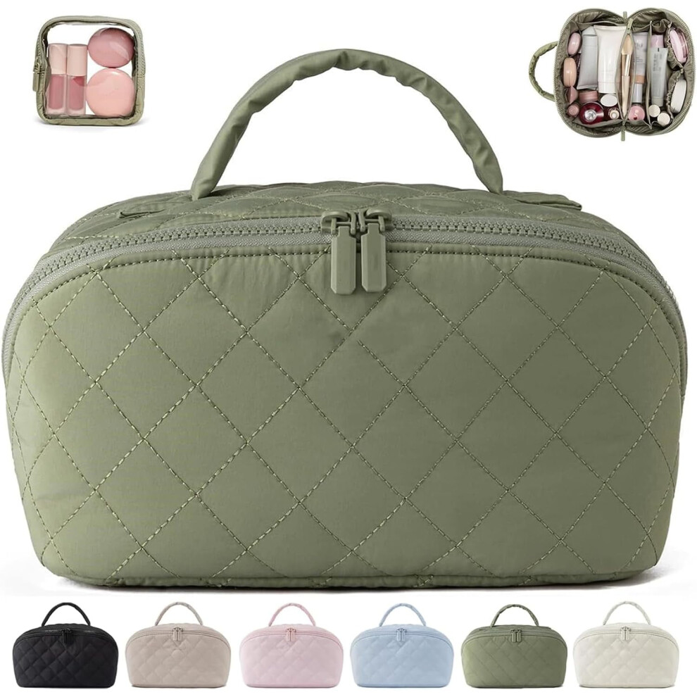 Petition Women's Expandable Cosmetic Bag â Stylish Travel Toiletry Bag, Flat-Open Design, Handle & Brush Compartment