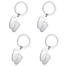 Baby Footprint Keychain Silver 4 pcs 5.5x2 cm