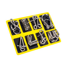Metal Interlocking Brain Teaser Puzzles 8 Pieces Set Wire Puzzles Test IQ and Improve Skills Logic Gift for Kids and Adults
