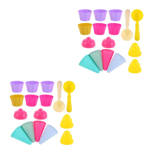 6Ensembles Coffret Jouets : Cônes Glace Plastique Multicolores 2