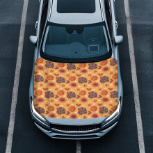Hood Cover Stretch Polyester Fabric Pumpkin Turkey Print Hood Covers for Cars Easy Installation Removable Automotive Accessories Suitable for Cars