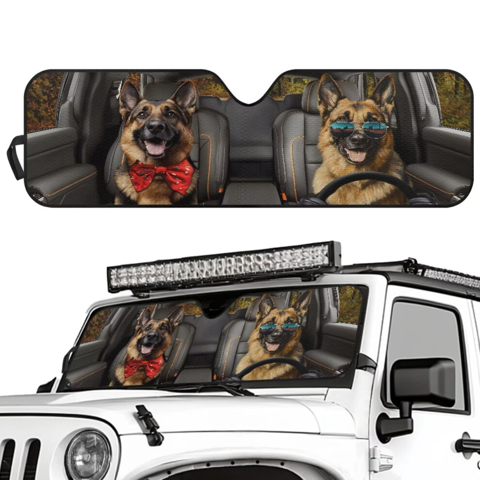 Foldable German Shepherd Windshield Sun Shade For Jeep Wrangler, Gladiator, Renegade, Fj Cruiser Â Uv & Heat Protection 9193271987642