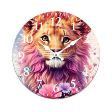 Colorful Lion Retro Wall Clock – Mute, Battery-Powered, Compatible with Home, Living Room, Kitchen & Office Decor