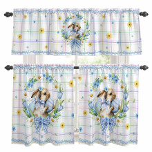 Easter Rabbit Kitchen Curtains and Valances Set Yellow