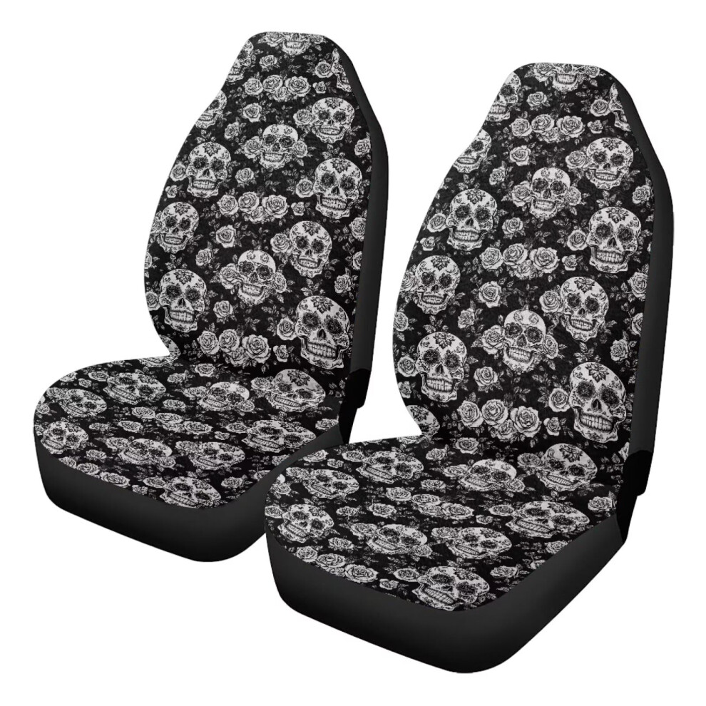 2-Pack Sugar Skull Car Seat Covers Â All-Season Protection, Easy Install, Compatible With Most Front Seats Coral 9422877529179