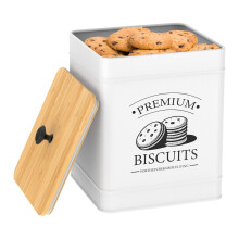 Cookie Jar with Airtight Bamboo Lid, Galvanised Iron, 19.5