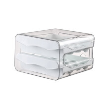 32-Grid PET Pull-Out Egg Drawer for Fridge, Food-Grade Clear Stackable Egg Holder with Handle