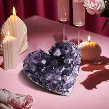 Deep Amethyst Crystal Heart Cluster (1.57-1.96"), Purple Healing & Protection Stone, Room Decor Gift – Compatible with Energy Healing