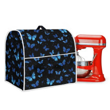 Butterfly Blue Black Print Stand Mixer Dust Cover Washable Soft Kitchen Appliance Decor Accessories with Top Handle and Front Pockets Easy to Clean