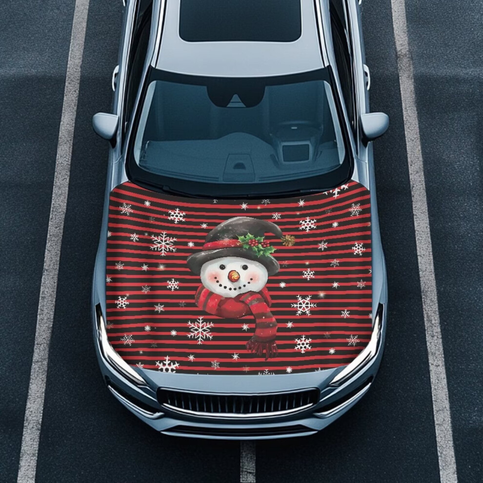 Tear-Resistant Christmas Snowman Car Hood Cover Â Elastic Polyester Wrap Compatible With Most Sedans, Suvs, Trucks & Pickups 9193271987413