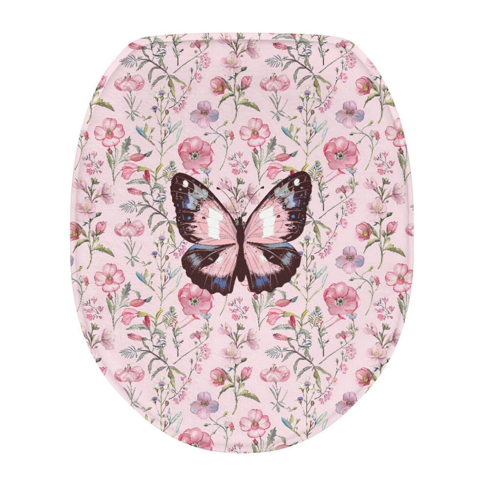 Butterfly Flower Oval Toilet Lid Cover Â Soft, Stretchy, Decorative Seat Cover Compatible With Most Toilet Lids 9422877014286