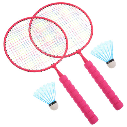 1Ensemble Ensemble Badminton Pour Enfants Rackets Rosé Portable