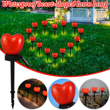 Valentine's Day Outdoor Decor: Red Heart Stake Solar Lights for Pathway, Garden, Flowerbed, Cemetery, Porch – Compatible with Solar Charging